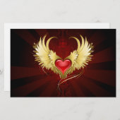 赤いハートとゴールデンウィングス 便箋 (正面/裏面)