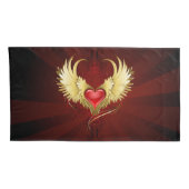 赤いハートとゴールデンウィングス 枕カバー (裏面-右)