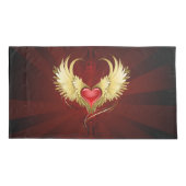 赤いハートとゴールデンウィングス 枕カバー (裏面-左)