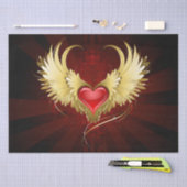 赤いハートとゴールデンウィングス 薄葉紙 (クラフト)