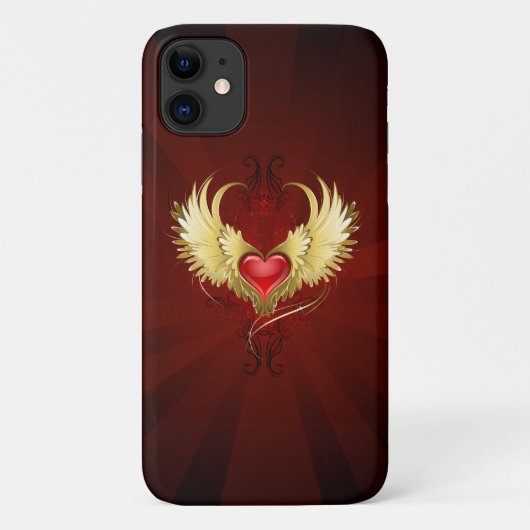 赤いハートとゴールデンウィングス Case-Mate iPhoneケース (裏面)
