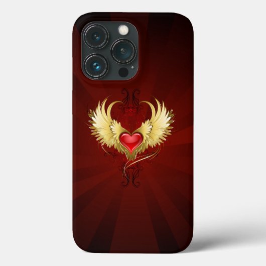 赤いハートとゴールデンウィングス Case-Mate iPhoneケース (裏面)