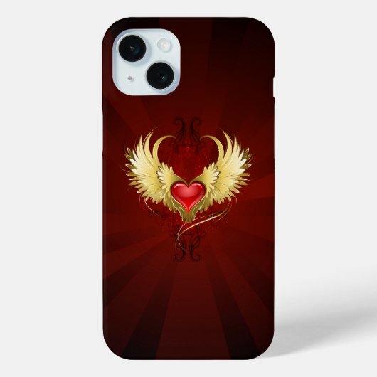 赤いハートとゴールデンウィングス Case-Mate iPhoneケース (裏面)