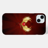 赤いハートとゴールデンウィングス Case-Mate iPhoneケース (裏面 (横))
