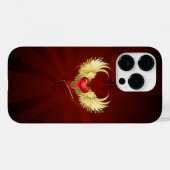 赤いハートとゴールデンウィングス Case-Mate iPhoneケース (裏面 (横))
