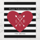 赤いハートとストライプ ワインラベル (シングルラベル)