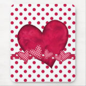 赤いハートとドットマウスパッド マウスパッド (正面)