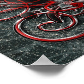 赤いハートとバラのゴシックバレンタインウェディングパーティ ポスター (角)