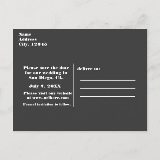 赤いハートとバラのゴシックバレンタイン セーブ・ザ・デート 案内ポストカード (裏面)