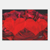 赤いハートとバラの包装紙 ラッピングペーパーシート (正面3)