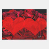 赤いハートとバラの包装紙 ラッピングペーパーシート (正面3)