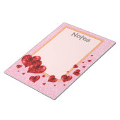 赤いハートとバラグリッターラージメモ帳 ノートパッド (アングル)