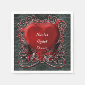 赤いハートとバラゴシックのバレンタインの結婚披露宴 スタンダードカクテルナプキン (正面)