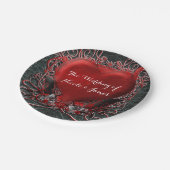 赤いハートとバラゴシックのバレンタインの結婚披露宴 ペーパープレート (アングル)