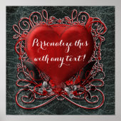 赤いハートとバラゴシックのバレンタインの結婚披露宴 ポスター (正面)