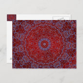 赤いハートとブルーレースポストカード ポストカード (正面/裏面)