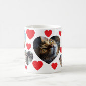 赤いハートとペット好きの写真のカスタマイズ コーヒーマグカップ (中央)
