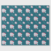 赤いハートとホワイトリボン弓オリジナルアート愛 ラッピングペーパー (フラット)