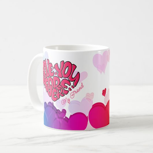 赤いハートと単語ラブユーフォーエバーネスタントバレンタイン コーヒーマグカップ (正面左)