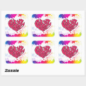 赤いハートと単語ラブユーフォーエバーネスタントバレンタイン スクエアシール (シート)