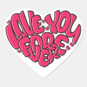 赤いハートと単語ラブユーフォーエバーネスタントバレンタイン ハートシール (正面)