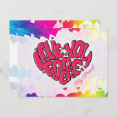 赤いハートと単語ラブユーフォーエバーネスタントバレンタイン ポストカード (正面/裏面)