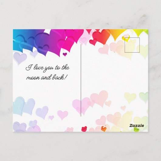 赤いハートと単語ラブユーフォーエバーネスタントバレンタイン ポストカード (裏面)