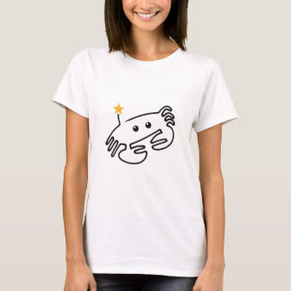 赤いハートと可愛いカニのワンラインアート Tシャツ