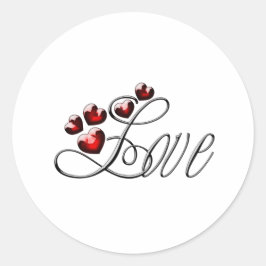 赤いハートと愛のきらめく言葉クラシックR ラウンドシール