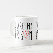 赤いハートと文字デザインな私の人です コーヒーマグカップ (正面左)