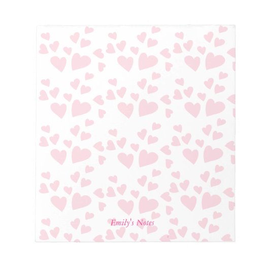 赤いハートと白の背景 ノートパッド (正面)