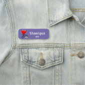 赤いハートと聴診器の医療用紫  名札 (インサイチュ)