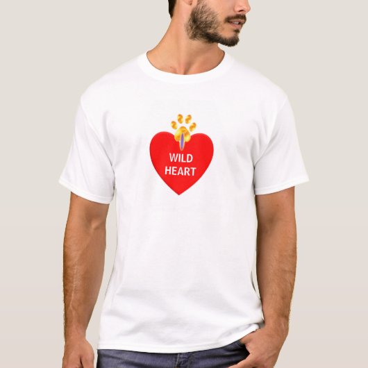 赤いハートと肉球とカリグラフィー Tシャツ (正面)