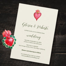 赤いハートと花メキシ結婚カン