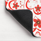 赤いハートと花 マウスパッド (コーナー)