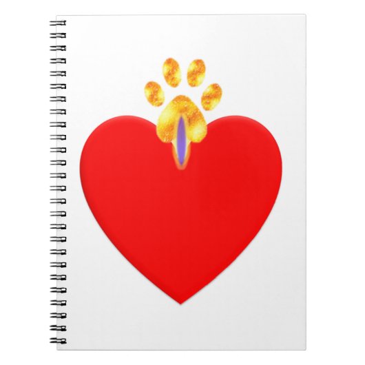 赤いハートと金の肉球 ノートブック (正面)