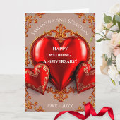 赤いハートと金ゴールド結婚が盛んになる カード
