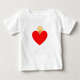 赤いハートと金色の肉球 ベビーTシャツ