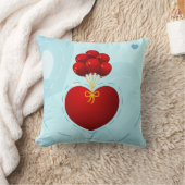 赤いハートと風船、枕 クッション (ブランケット)