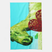 赤いハートと馬 キッチンタオル (縦)