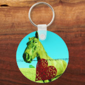 赤いハートと馬 キーホルダー (正面)