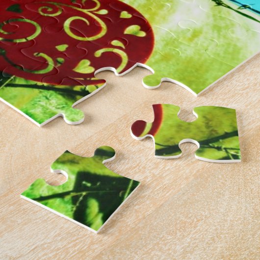 赤いハートと馬 ジグソーパズル (側面)