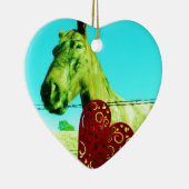 赤いハートと馬 セラミックオーナメント (右)