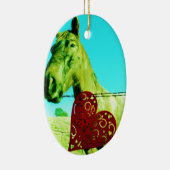 赤いハートと馬 セラミックオーナメント (右)