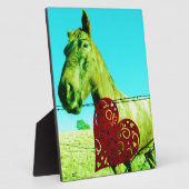 赤いハートと馬 フォトプラーク (側面)