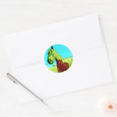 赤いハートと馬 ラウンドシール (封筒)