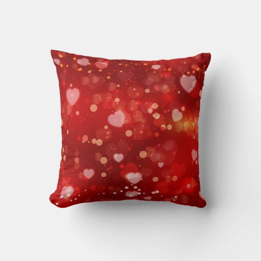 赤いハートと《写真》ぼけ味 クッション (正面)