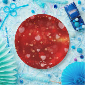 赤いハートと《写真》ぼけ味 ペーパープレート (パーティー)