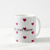 赤いハートによるテキストの追加 コーヒーマグカップ (正面右)