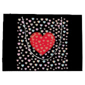 赤いハートに斑点の模様 ラージペーパーバッグ (裏面)